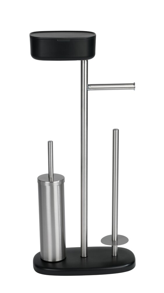 Combiné WC avec boîte de rangement Rivazza noir  porte-brosse WC et dérouleur papier