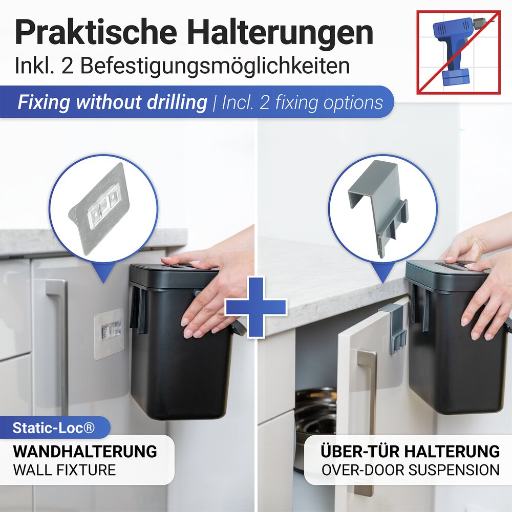 Hangende keukenprullenbak met handvat Mod. Tago 5 liter