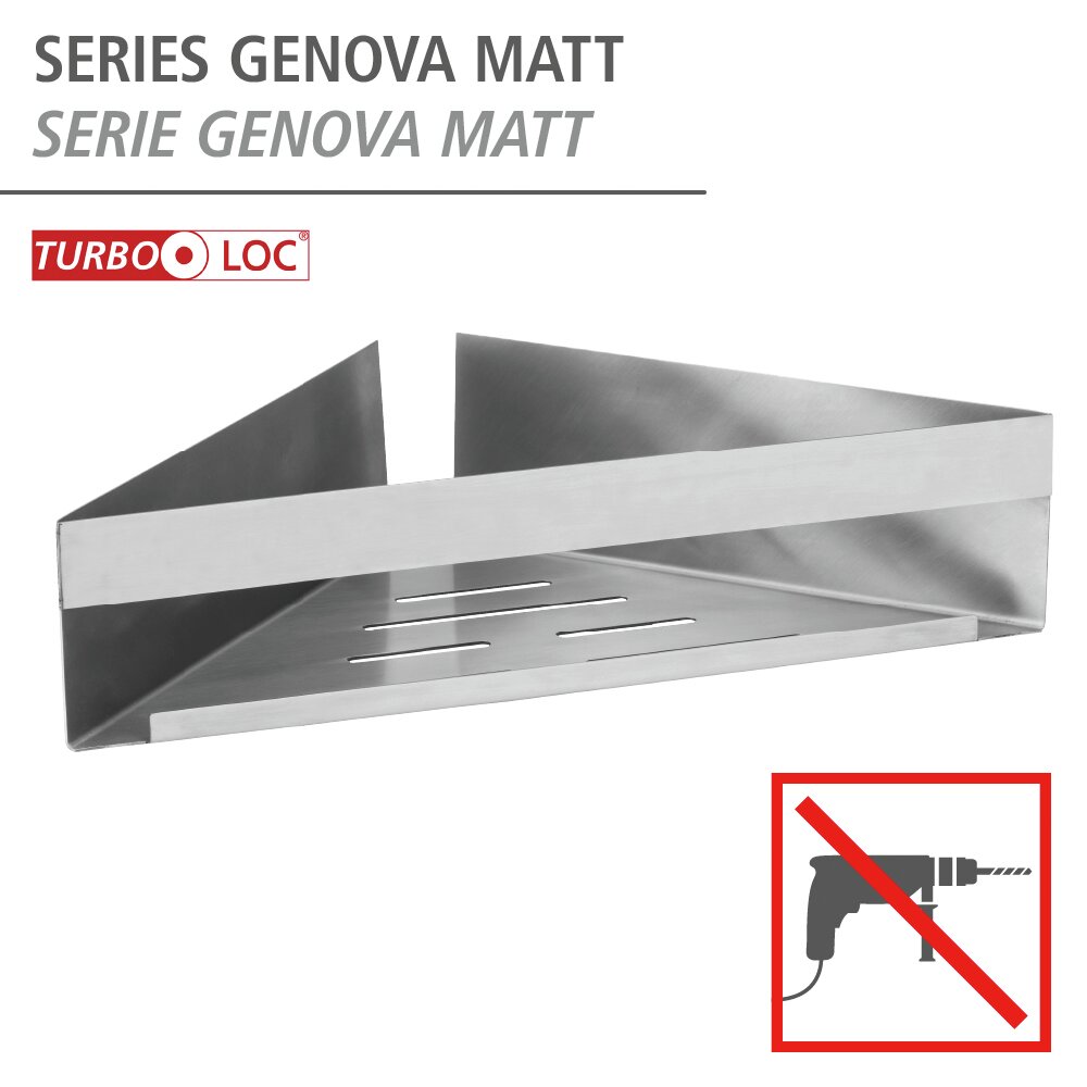 Turbo-Loc® Eckablage Mod. Genova Matt  Befestigen ohne Bohren mit Spezial-Klebepad
