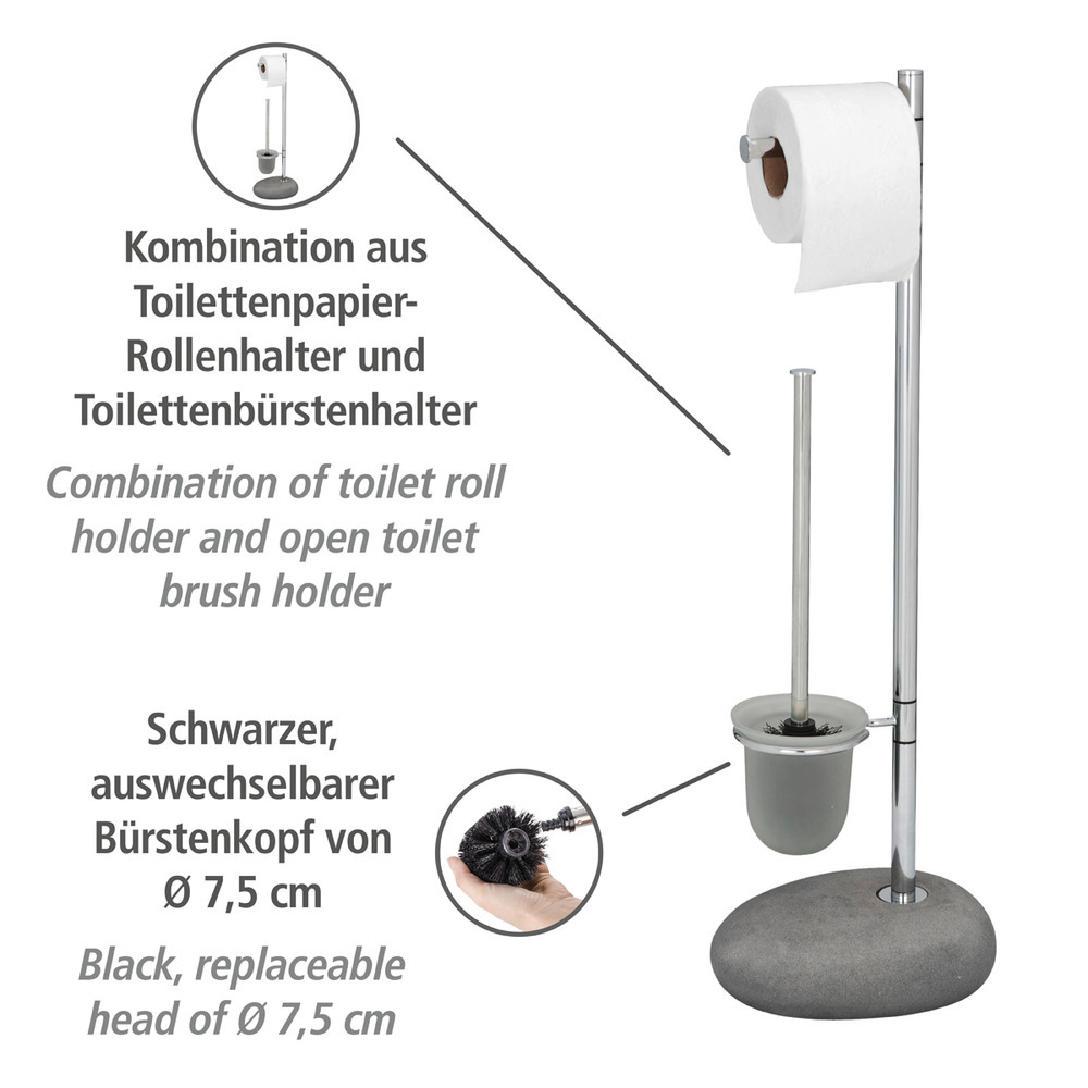 Stand WC-Garnitur Mod. Pebble Stone Grey  aus Polyresin