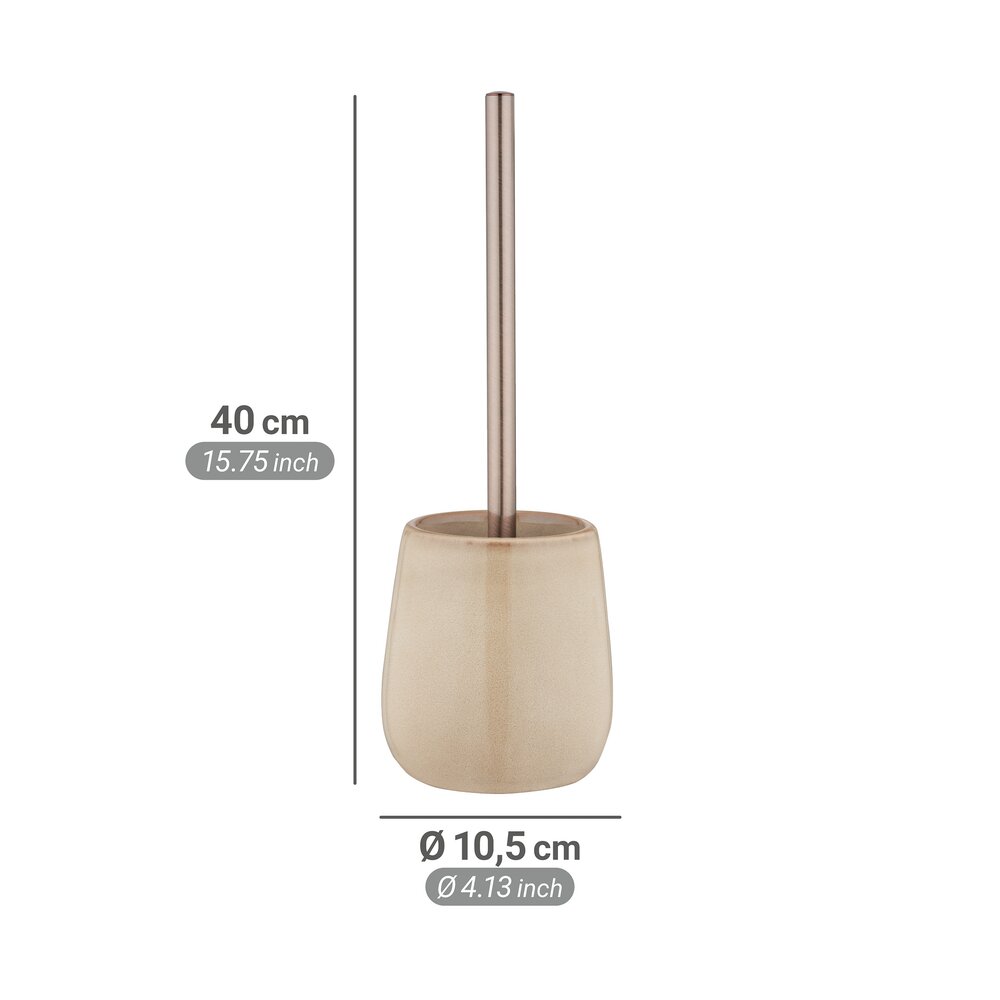 WC-Garnitur Mod. Sirmione, beige, keramik, edelstahl, 10,5x40 cm  mit schwarzem Bürstenkopf