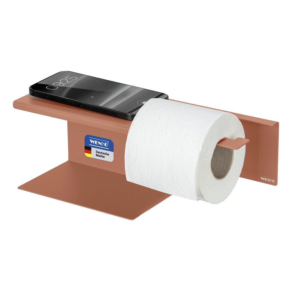 Turbo-Loc® Toilettenpapierhalter mit Ablage Mod. Lizan Braun  Befestigen ohne Bohren