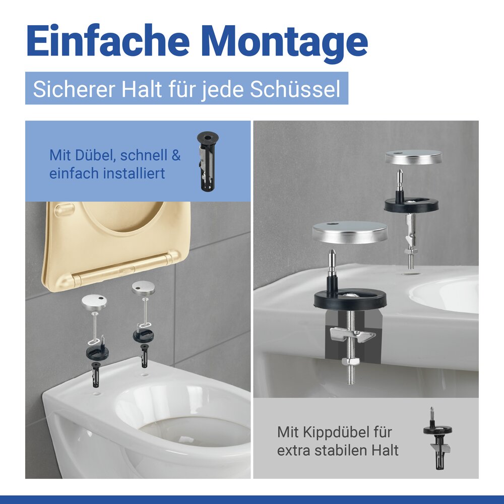 WC Sitz Mod. Galati Beige matt  Toilettendeckel in D-Form mit Absenkautomatik