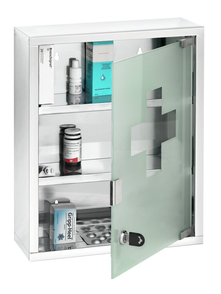 Medikamentenschrank  Edelstahl glänzend, 30 x 40 cm