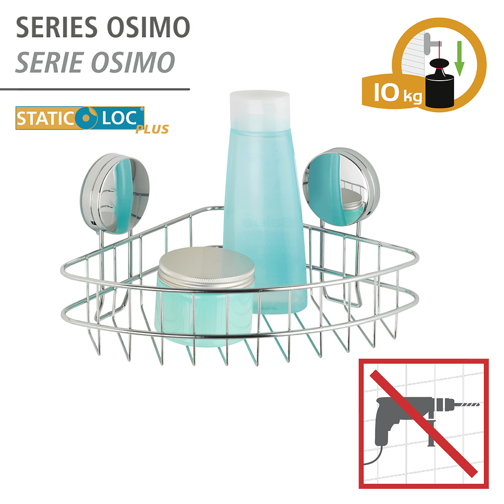 Static-Loc® Plus Eckablage Osimo  Badezimmer-Ablage, Befestigen ohne bohren