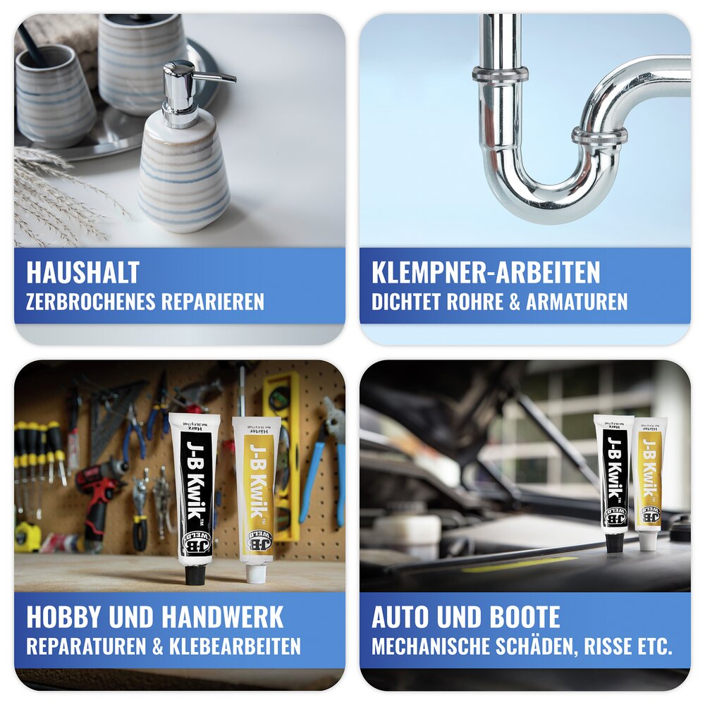 Adhésif à deux composants Kwik, 2 tubes  colle tout de manière particulièrement rapide et durable