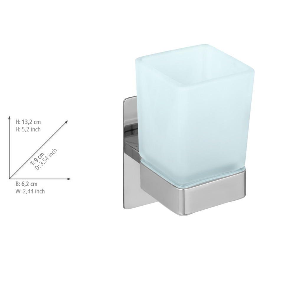 Turbo-Loc® Zahnputzbecher Genova Shine  Abnehmbarer Becher aus satiniertem Glas