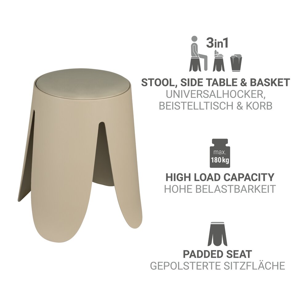 Tabouret de bain Comiso Beige mat  peut supporter jusqu'à 180 kg