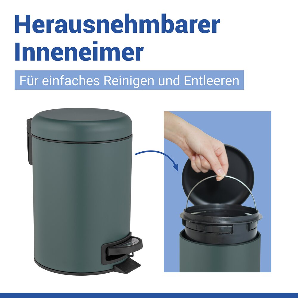 Kosmetik Treteimer Mod. Leman Dunkelgrün Matt 3L  mit herausnehmbarem Einsatz