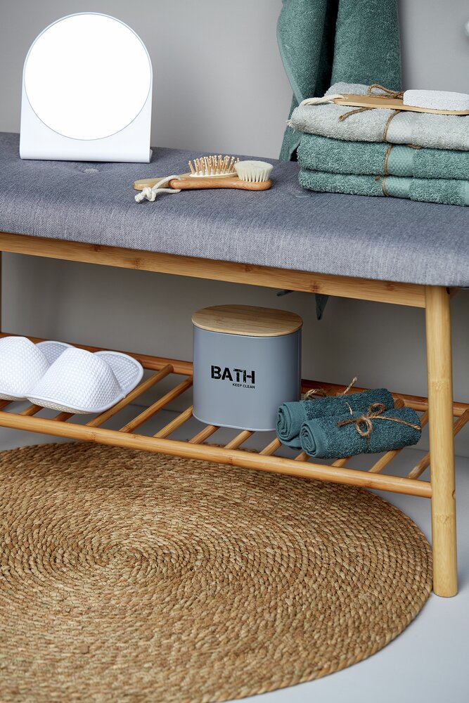 Banc à chaussures bambou, banc d'entrée, Bahari, 4 paires de chaussures, L90 cm  banc, bambou