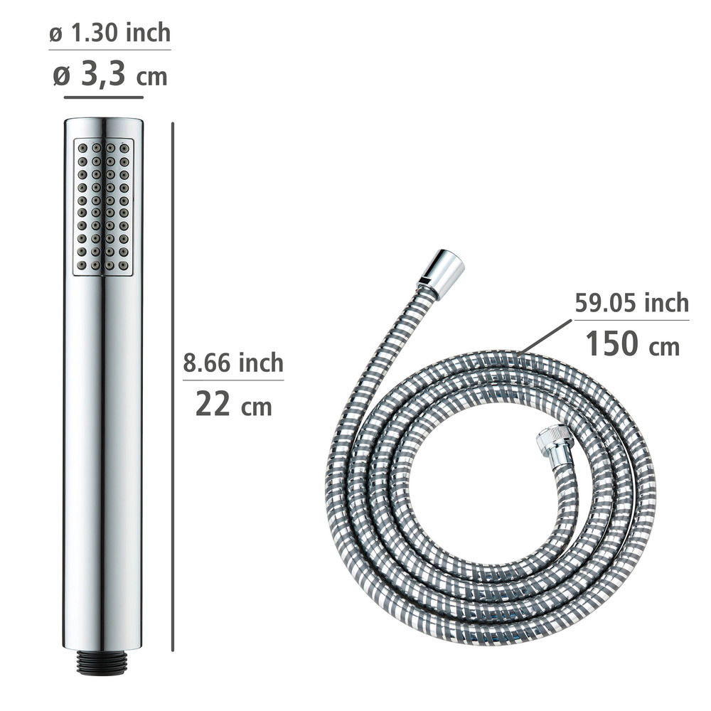 Mod. Basic Line Duschkopf Set Wanne, 3-teilig  klassische Stab-Handbrause