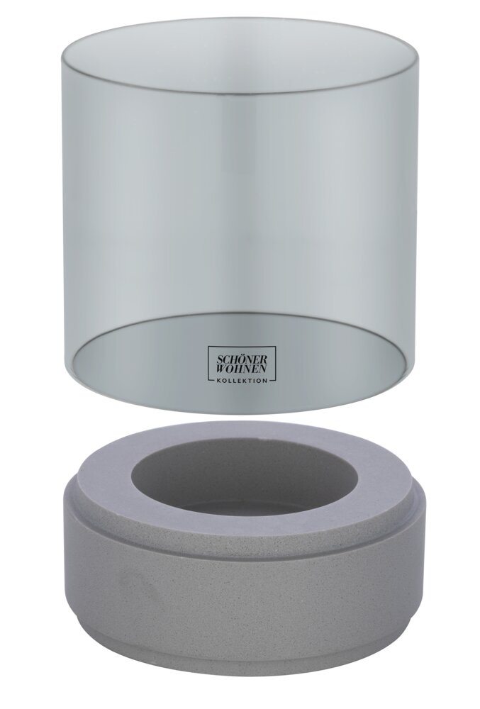 Bougeoir Mod. Canvel L, Gris  Verre pour bougie chauffe-plat, intérieur & extérieur