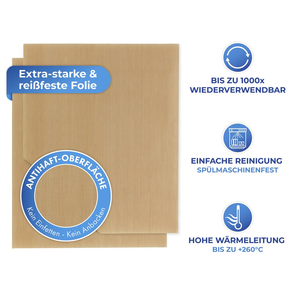 Dauer-Backfolie Braun, 2er Set  wiederverwendbar