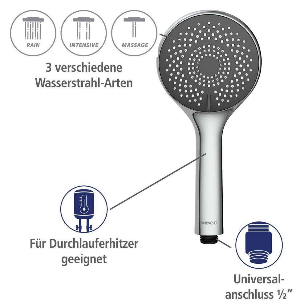Watersparende chromen doucheset