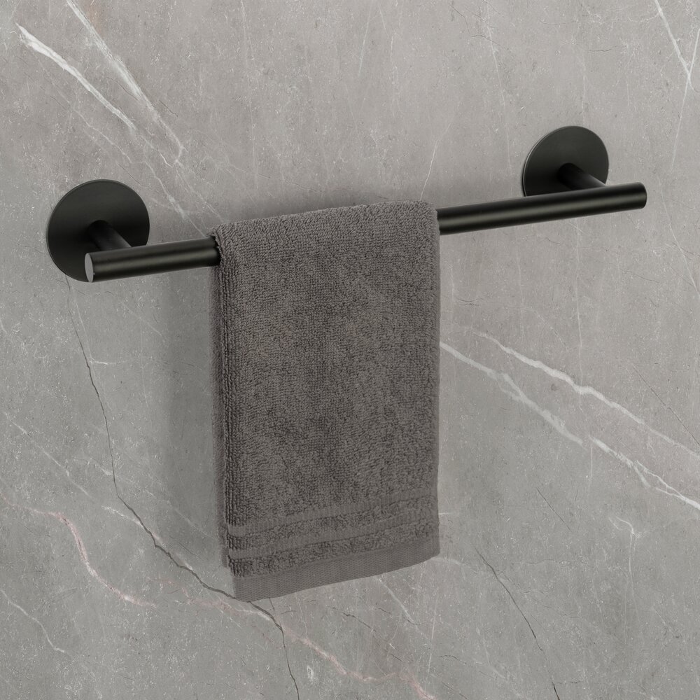 Badetuchstange Uno Mod. MELETO Schwarz, 40 cm  zum Kleben oder Bohren