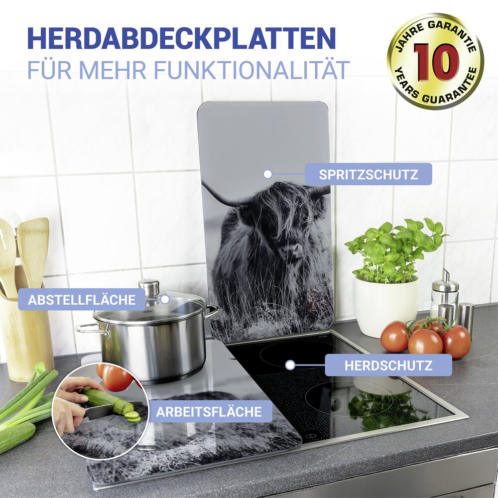 Herdabdeckplatte Universal Mod. Highland Cattle, 2er Set  für alle Herdarten geeignet