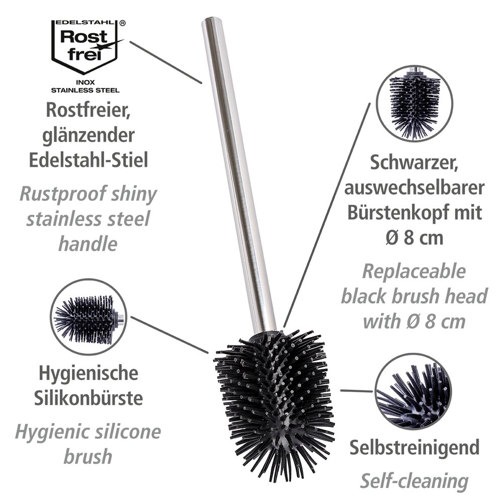 Vervangingsborstel met roestvrij stalen handvat, silicone Ø 8 cm