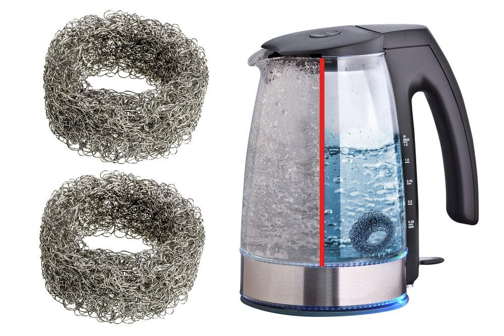 Kalkfänger Mod. Hexi, 2er Set, silber, Edelstahl, 4x2 cm  ohne Chemie, einfache Reinigung