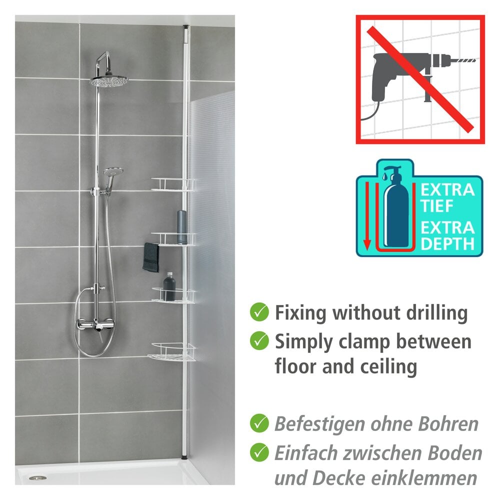 Teleskop-Eckregal Mod. Dolcedo Weiß matt aus rostfreiem Edelstahl