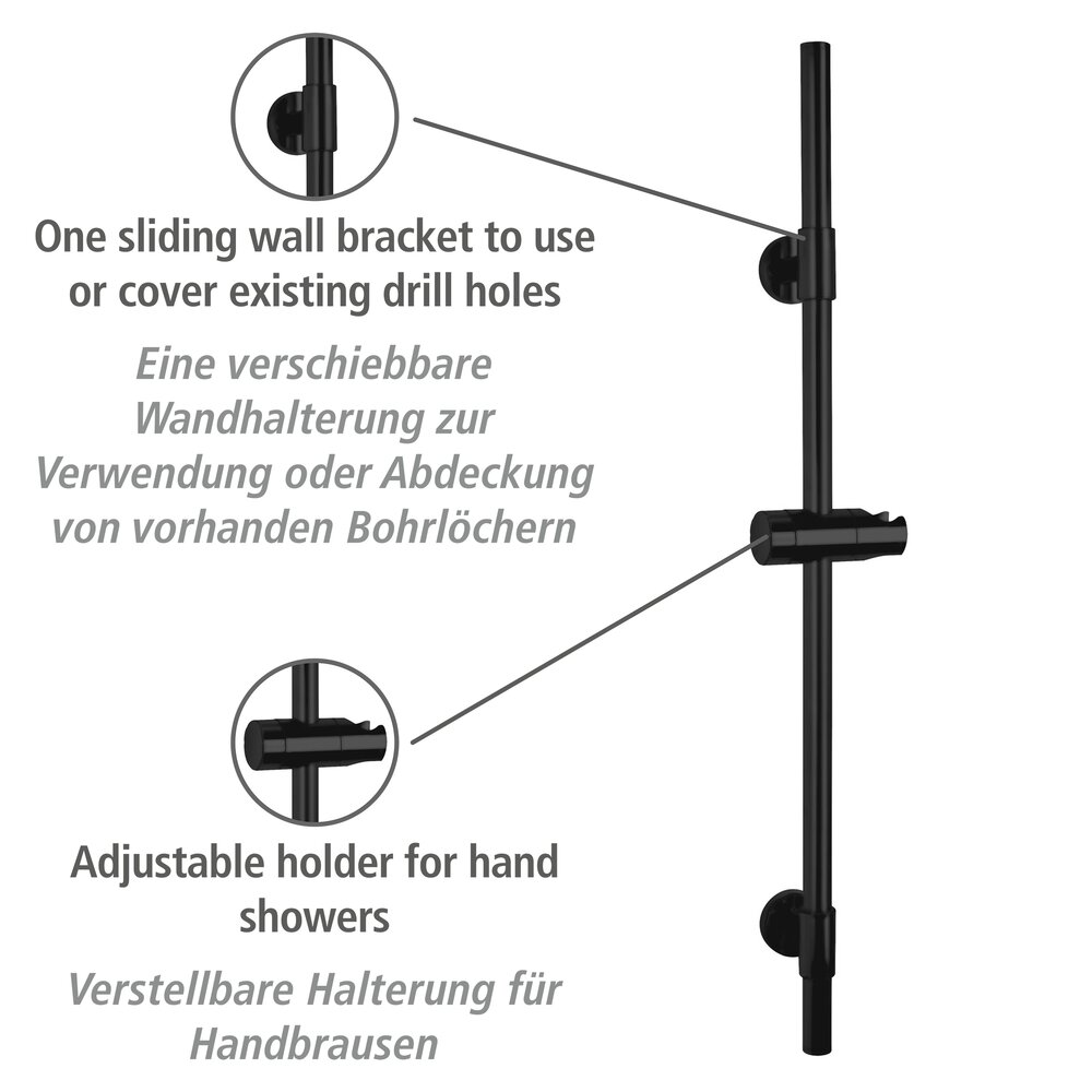 Doucheglijstang Basic Zwart