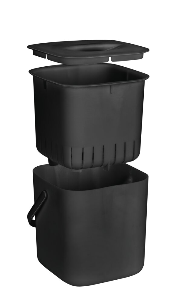 Abfallsammler Mod. CINDY 3L, schwarz, Kunststoff, 18x18x19 cm  mit herausnehmbarem Sieb