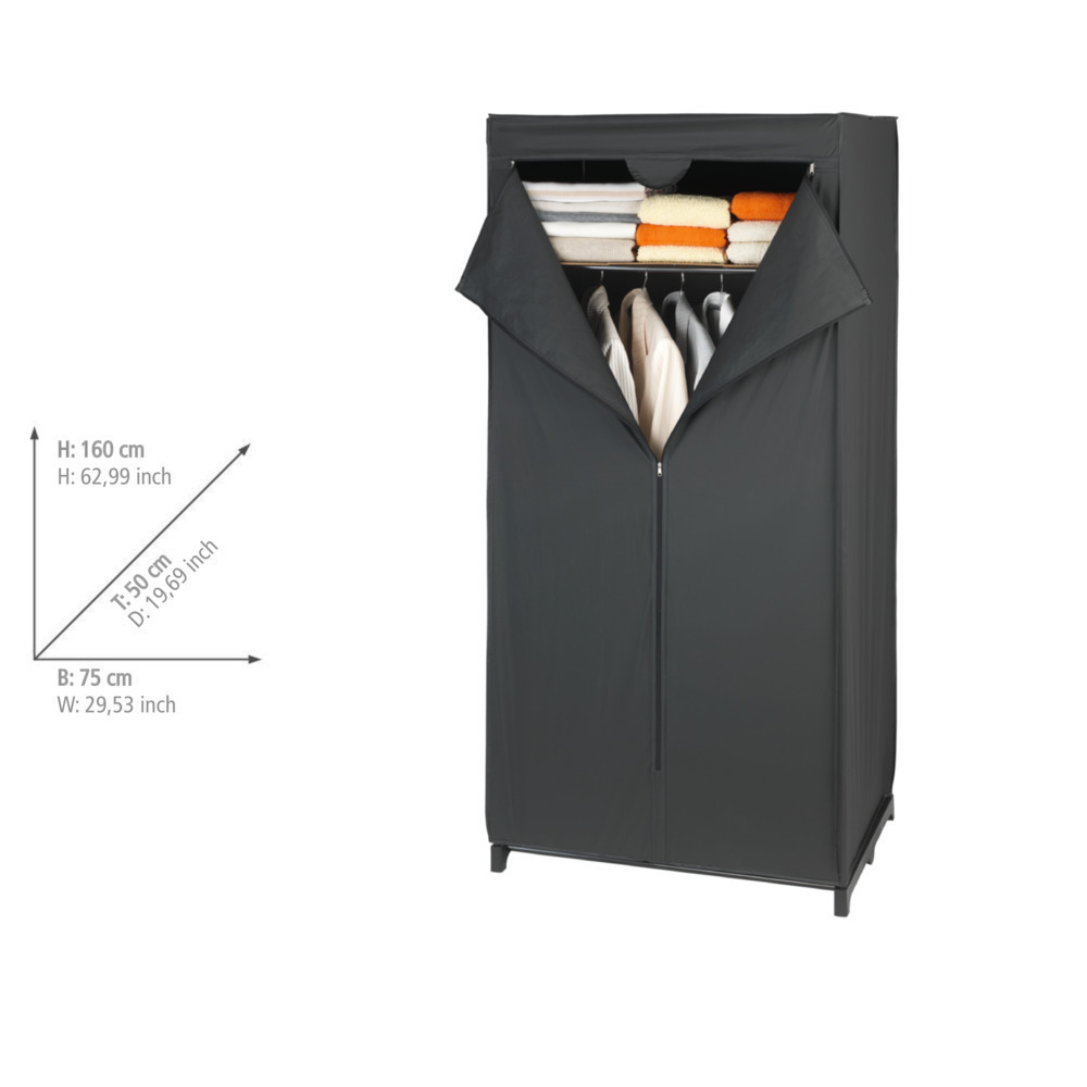 Kleiderschrank Mod. Deep Black mit Ablage  Gestell aus Metall