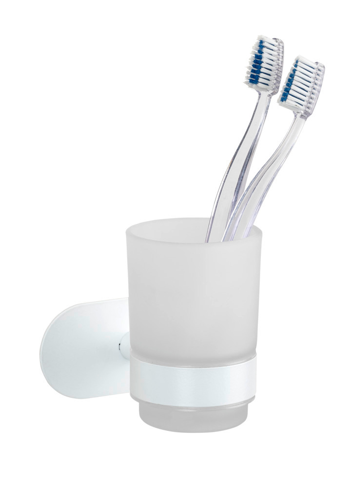 Turbo-Loc® Zahnputzbecherhalter Uno Mod. Orea White matt  aus rostfreiem Edelstahl