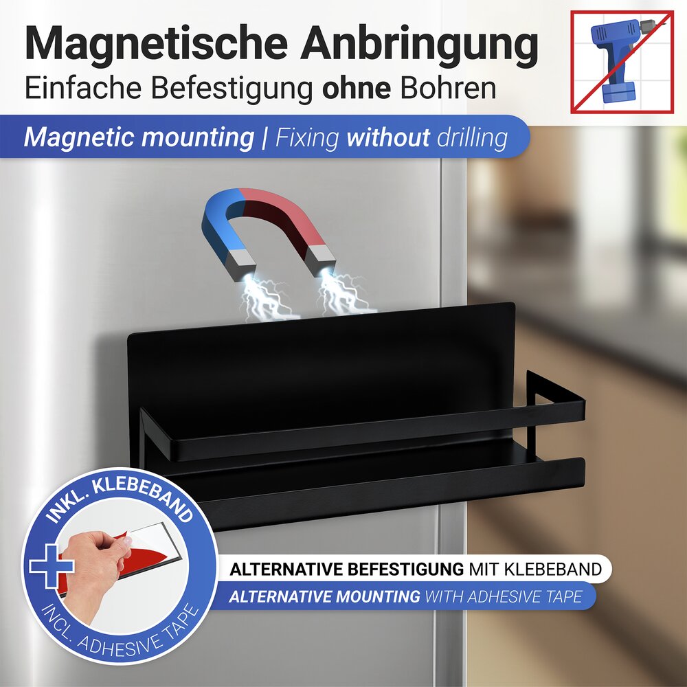 Étagère magnétique Ima Noir  en métal thermolaqué
