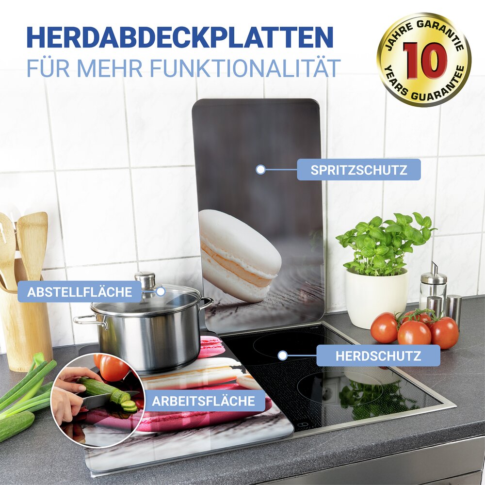 Plaque de Recouvrement Universelle Mod. Macarons, set de 2  pour tous les types de cuisinières