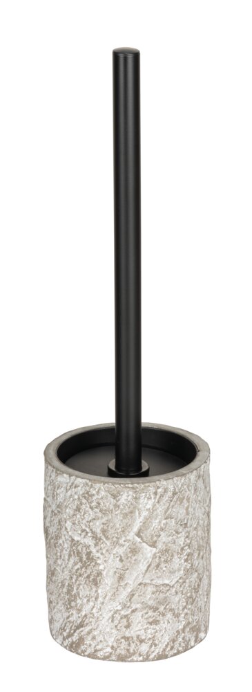 Garniture WC Mod. Albacete, gris, ciment, plastique, Ø10,5x37,5 cm  poignée en acier inoxydable