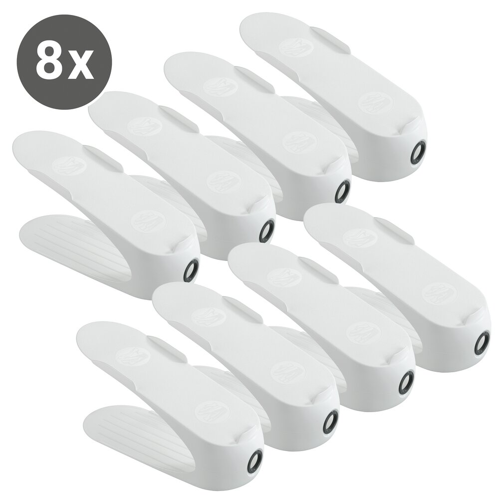 Schuhhalter Weiß 8er Set  platzsparend übereinander stapelbar
