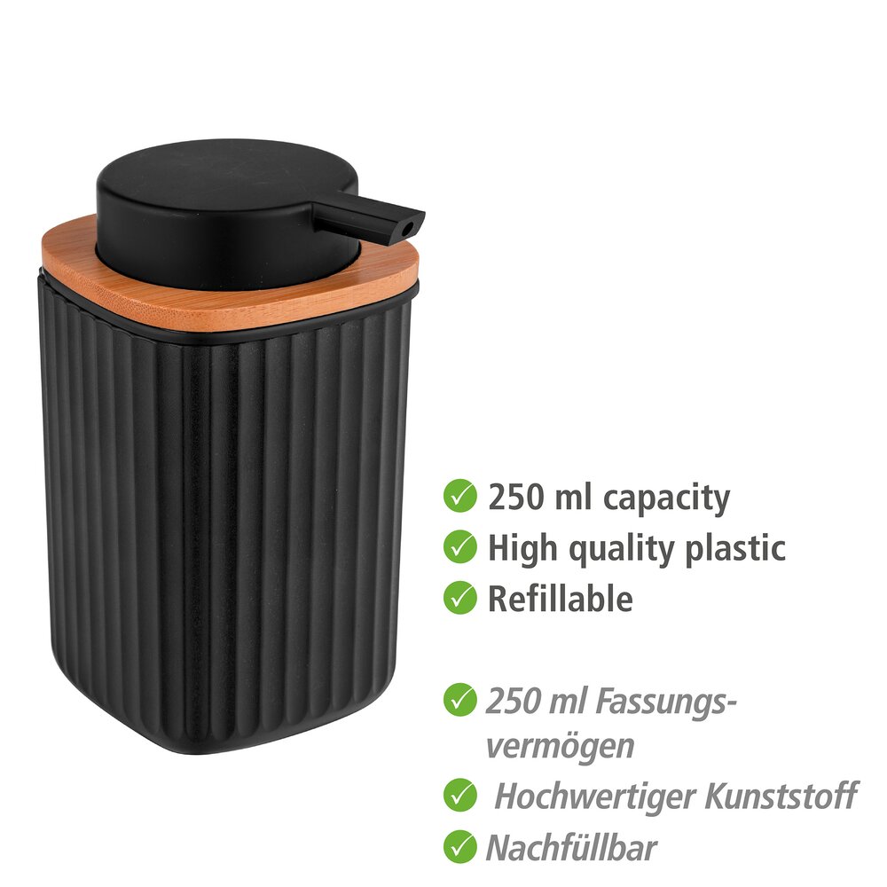 Seifenspender Mod. Rotello Schwarz  Detail aus Bambus
