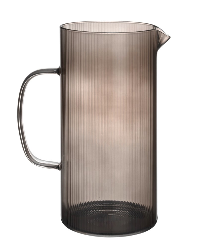 Glaskaraffe Mod. KARINA, schwarz, Glas, 1,7L, 17x22x11 cm  mit geriffelter Oberfläche