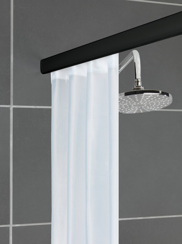 Teleskop-Duschschiene Mod. JETE 125 - 210 cm, Schwarz  inkl. 16 Vorhanggleiter