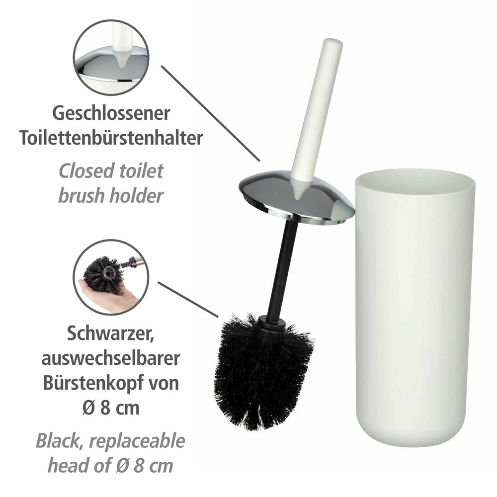 Bad-Accessoire-Set Mod. Brasil Weiß 4-teilig  Seifenspender, WC-Garnitur, Zahnputzbecher, Kosmetikeimer