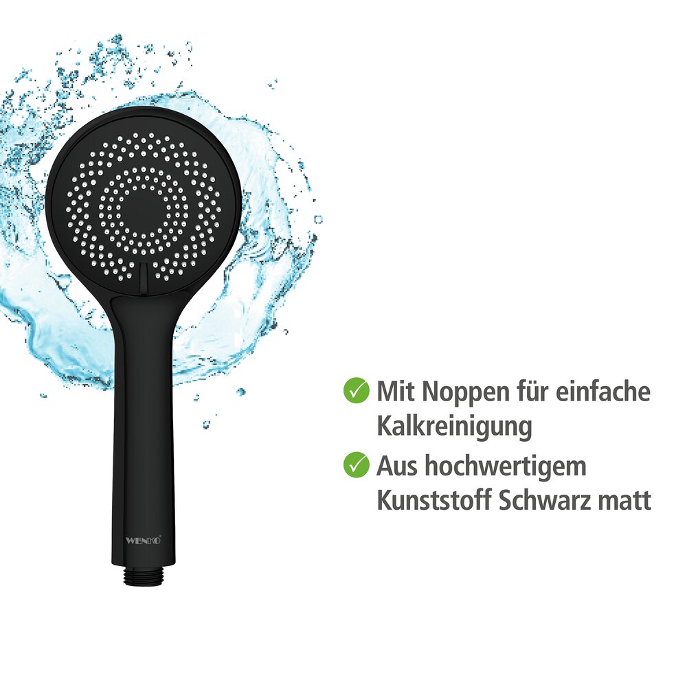 Duschkopf Watersaving Schwarz matt  Ø 9,5 cm