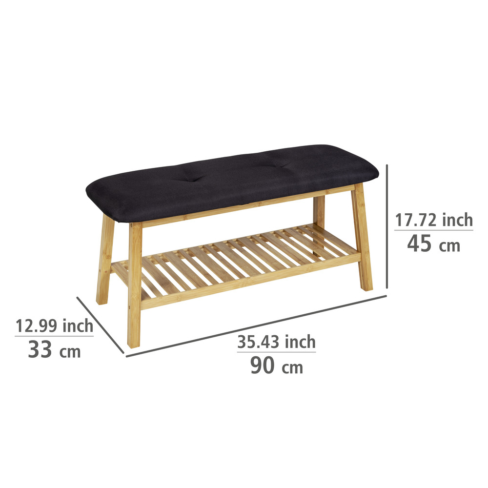 Schuhbank mit Sitzpolster Mod. Ecori  FSC®-zertifizierter Bambus, recyceltes Polyester