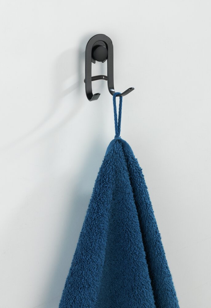 Crochet Mural Classic Plus noir  2 pièces, avec protection antirouille