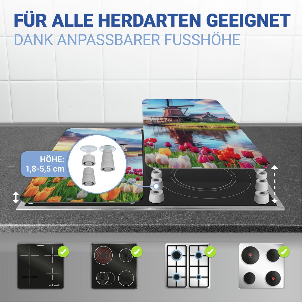 Herdabdeckplatte Universal Mod. Windmühle, 2er Set  für alle Herdarten geeignet
