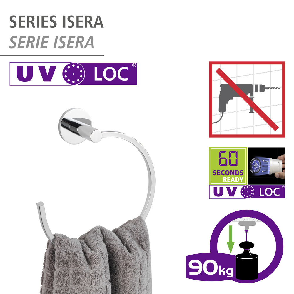 UV-Loc® Handtuchring Mod. Isera  Befestigen ohne Bohren mit innovativem Klebesystem