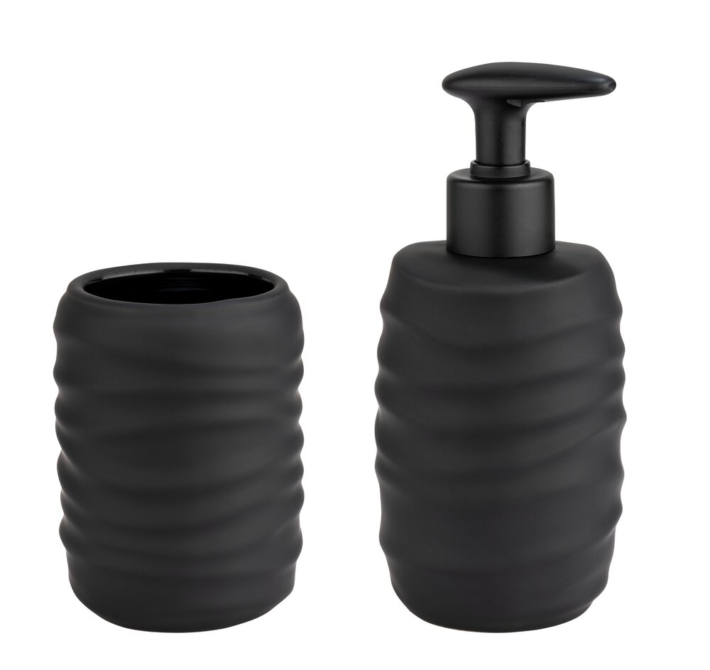 Bad-Accessoire Set Mod. Illana, schwarz, Keramik, Ø 8,5x17 cm  mit Soft-Touch Oberfläche