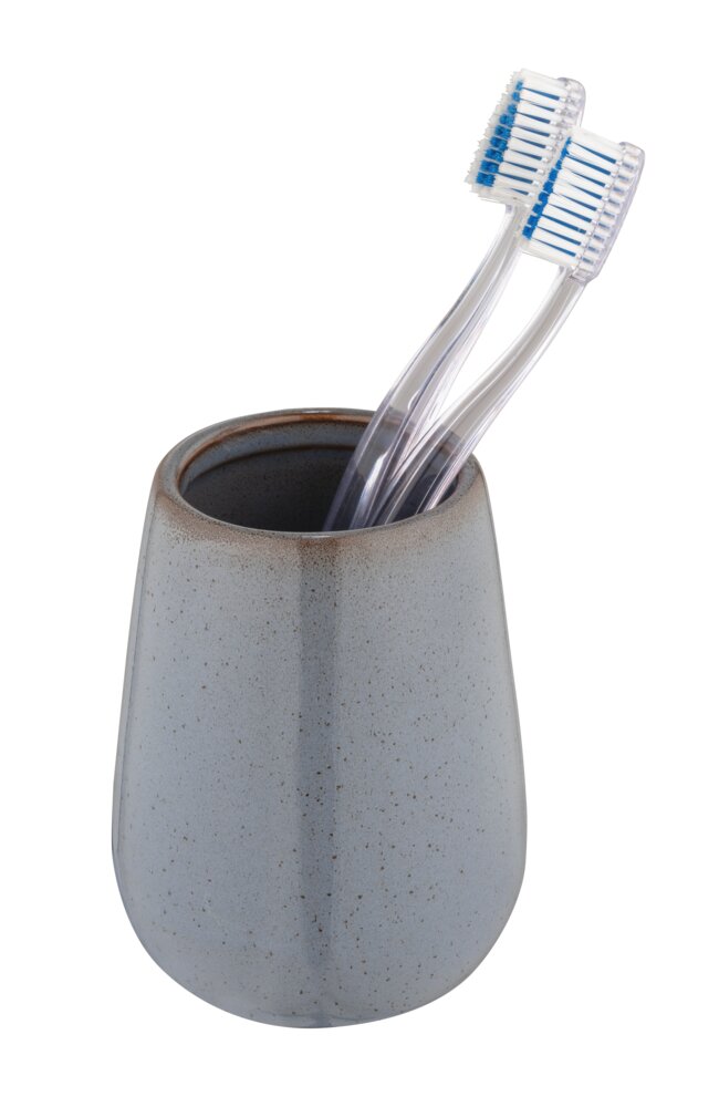 Gobelet à dents Mod. Sirmione, gris, céramique, Ø8x10,5 cm  design élégant et intemporel