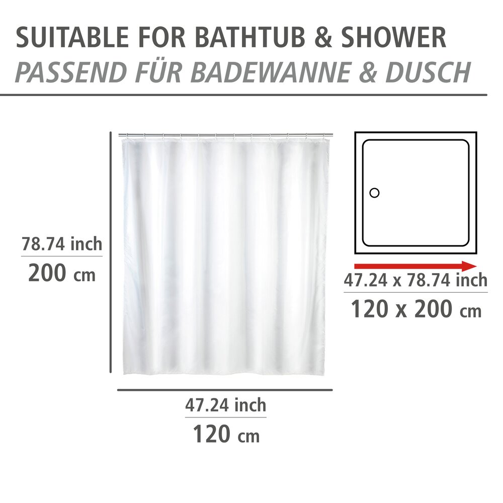 Duschvorhang Uni Weiß, 120 x 200 cm  120 x 200 cm
