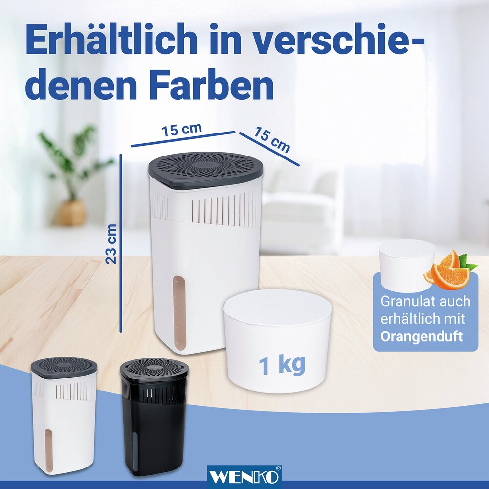 Déshumidificateur d'intérieur Drop 1000 g blanc  diminue l'humidité de l'air