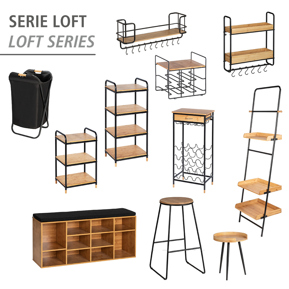 Wäschesammler Mod. Loft  Wäschesammler mit Bambus-Tragegriffen für bequemen Transport