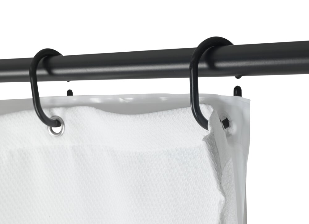 Rideau de douche Saoba, anneaux de rideau de douche inclus  Tissu textile (100 % polyester recyclé)