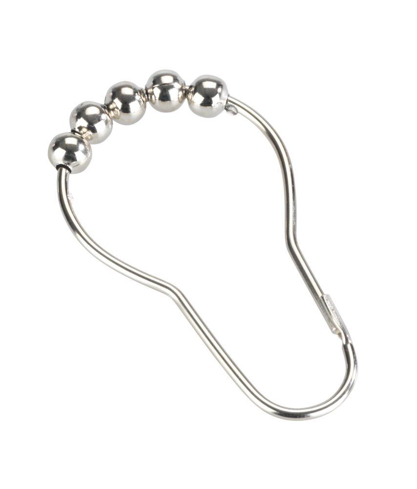 Anneaux de rideau de douche chrome, set de 16  avec des billes pour faciliter le glissement