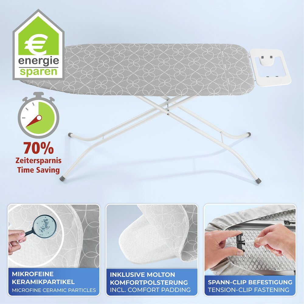 Bügeltischbezug Keramik, mehrfarbig, Baumwolle/Polyester, 131x47 cm  inklusive Molton-Unterlage