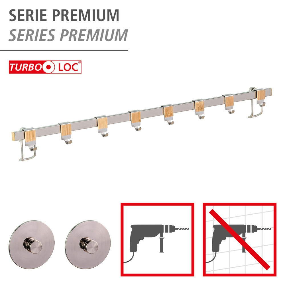 Turbo-Loc® Hakenleiste Premium mit 8 Haken  Wandleiste, 60 cm