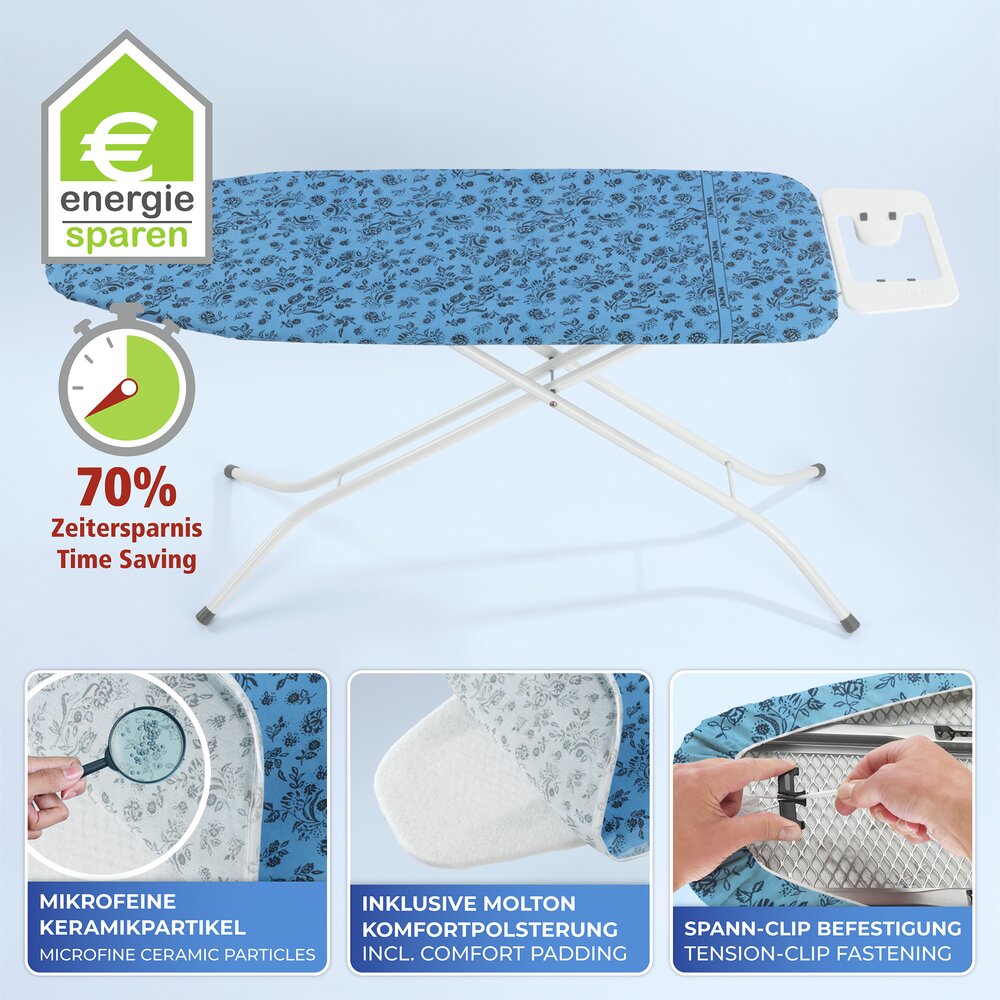 Bügeltischbezug Mod. Keramik M Blume  bis 126 x 41 cm einsetzbar